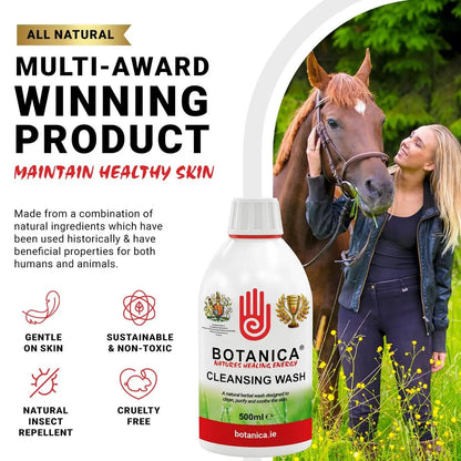 Botanica Cleansing Wash: Premium Horse Skin Cleanser & Equine Coat Care Wash with Aloe Vera, Tea Tree, Lavender & Comfrey - 500 ml Avelisse
