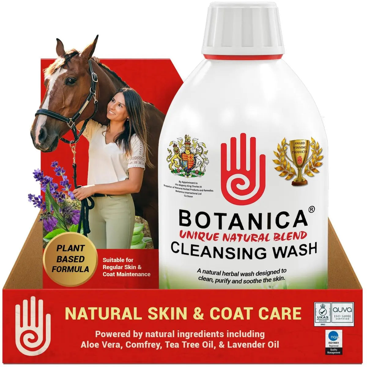 Botanica Cleansing Wash: Premium Horse Skin Cleanser & Equine Coat Care Wash with Aloe Vera, Tea Tree, Lavender & Comfrey - 500 ml Avelisse