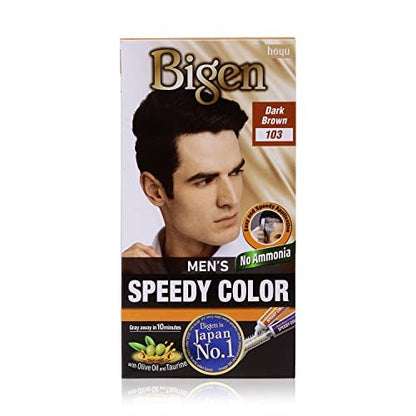 Bigen Men's Speedy Color Dark Brown 103 - Quick 5-Minute Hair Color for Men (150g)
