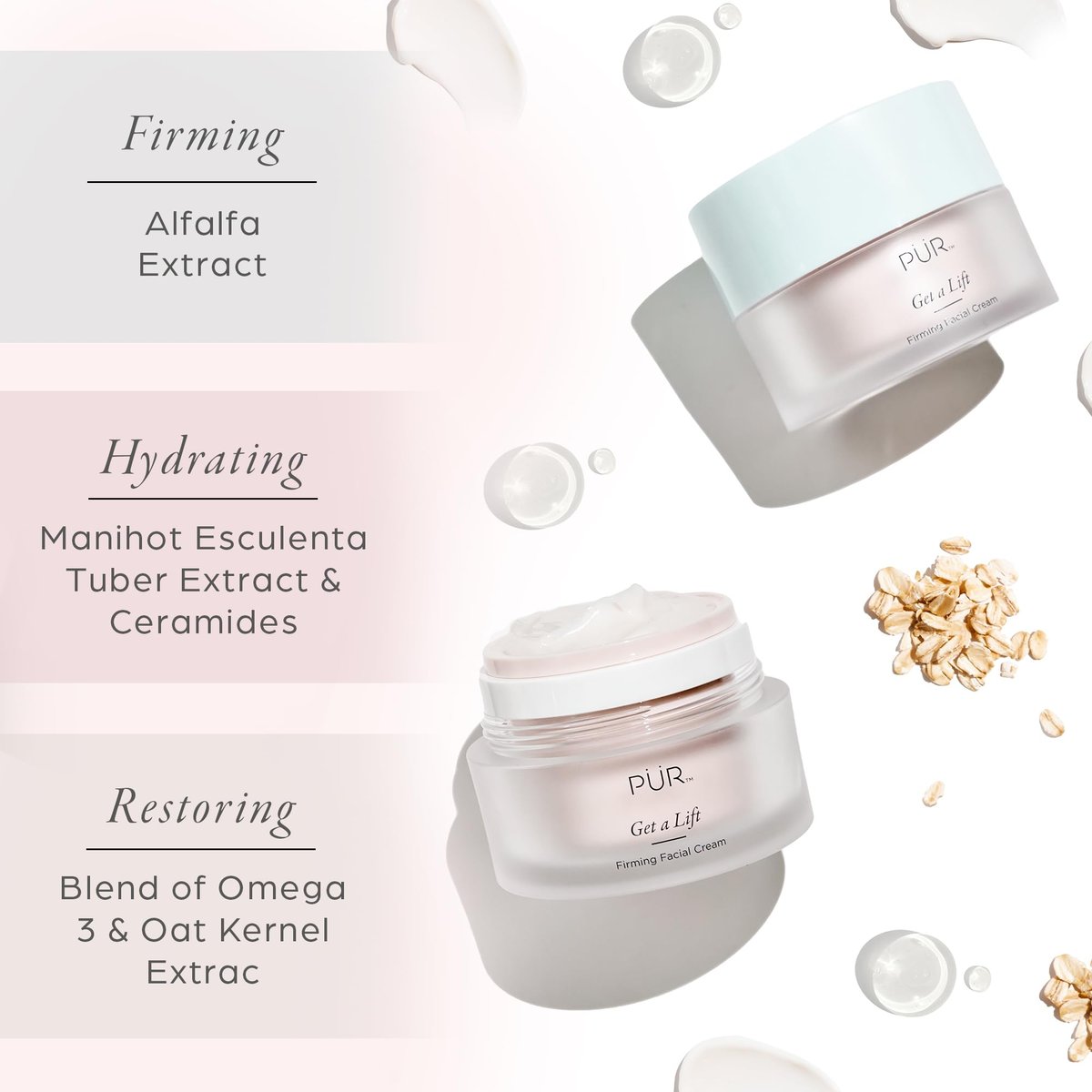 PÜR MINERALS Firming Facial Cream – Triple-Action Lightweight Moisturizer for Face & Neck, Tightens Sagging Skin & Restores Firmness, Reduces Fine Lines & Wrinkles, Non-Greasy & Gluten Free Avelisse