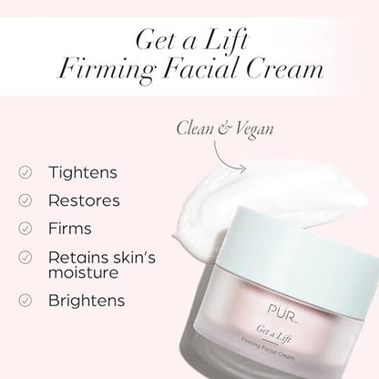 PÜR MINERALS Firming Facial Cream – Triple-Action Lightweight Moisturizer for Face & Neck, Tightens Sagging Skin & Restores Firmness, Reduces Fine Lines & Wrinkles, Non-Greasy & Gluten Free Avelisse