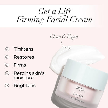 PÜR MINERALS Firming Facial Cream – Triple-Action Lightweight Moisturizer for Face & Neck, Tightens Sagging Skin & Restores Firmness, Reduces Fine Lines & Wrinkles, Non-Greasy & Gluten Free Avelisse