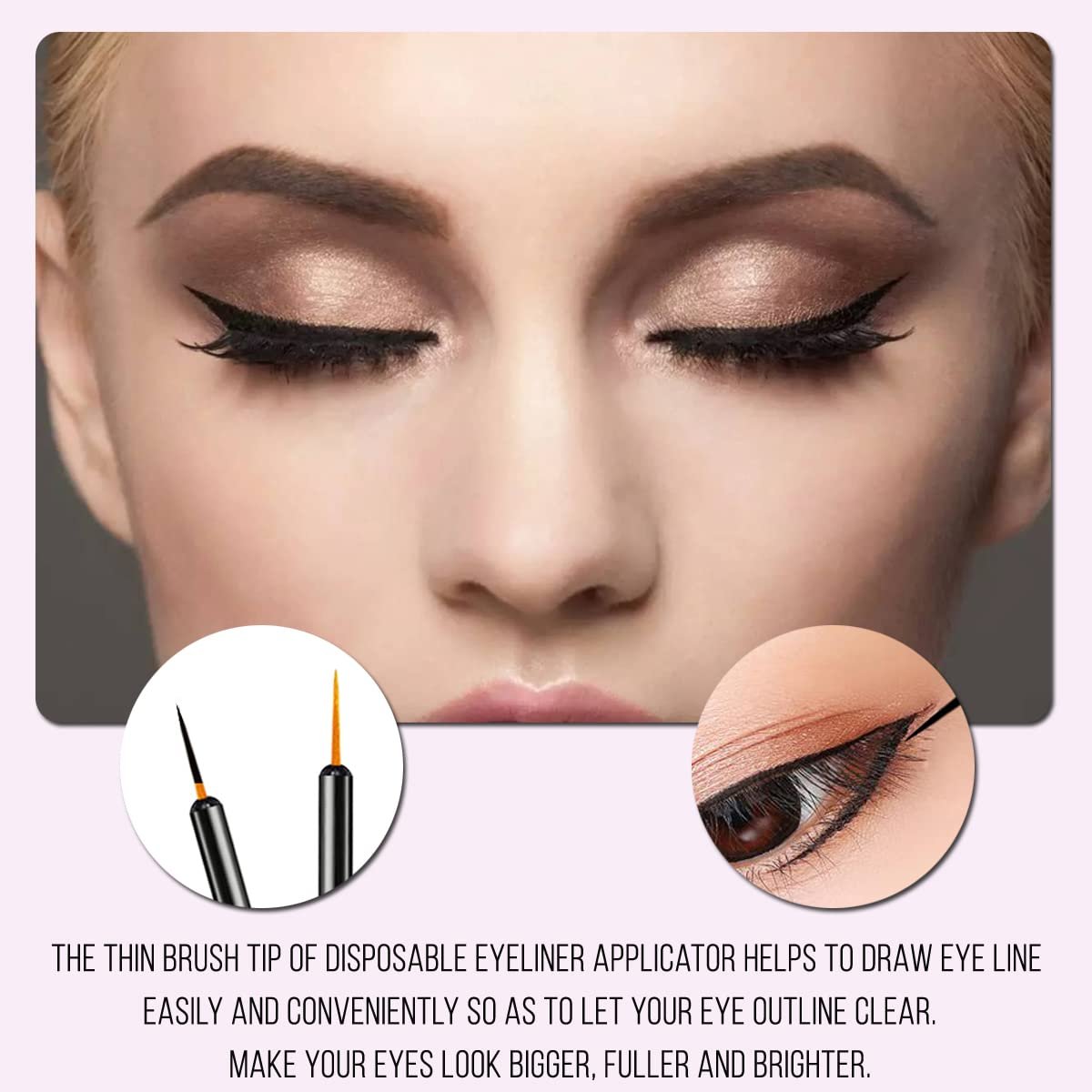 KINGMAS 100 Pack Disposable Ultra-Fine Point Eyeliner Brushes - Precision Eye Liner Applicators for Professional & Personal Use - görsel 8