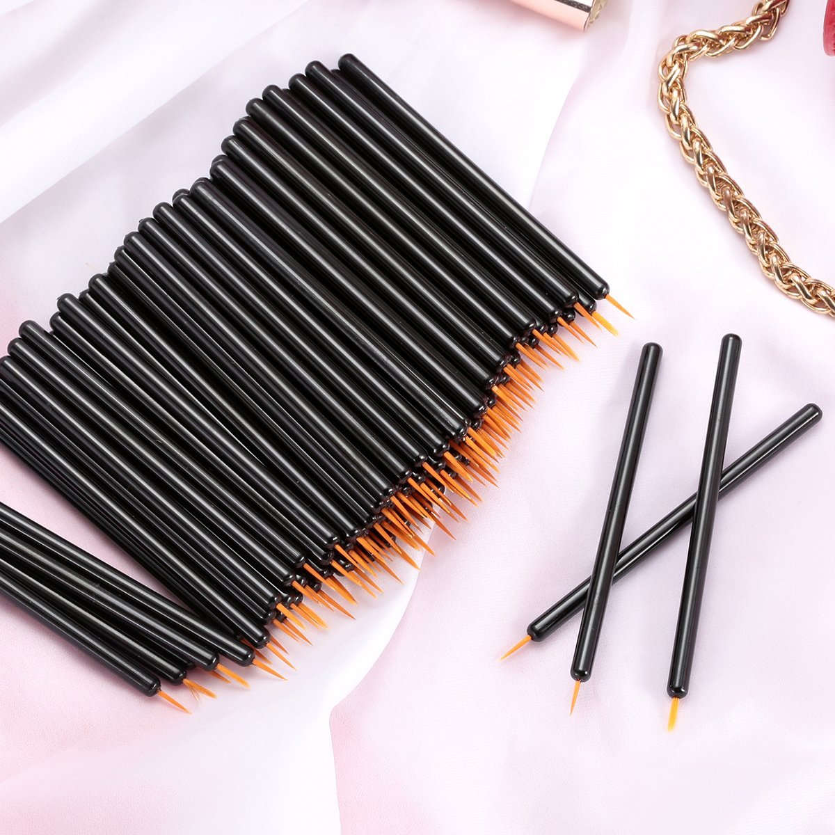 KINGMAS 100 Pack Disposable Ultra-Fine Point Eyeliner Brushes - Precision Eye Liner Applicators for Professional & Personal Use - görsel 14