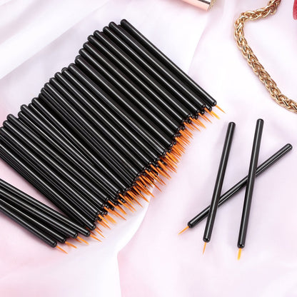 KINGMAS 100 Pack Disposable Ultra-Fine Point Eyeliner Brushes - Precision Eye Liner Applicators for Professional & Personal Use