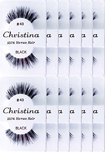 Christina 12 Pack False Eye Lashes Style 43 – Reusable Design: With proper care, each pair can be worn multiple – Image 2