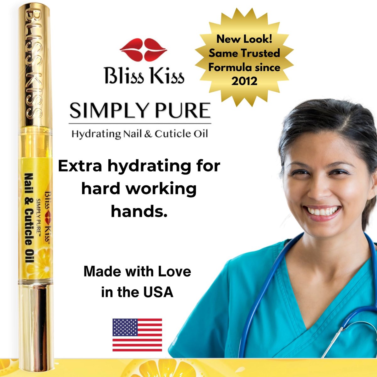 Bliss Kiss Crisp Fragrance Nail Oil Cuticle Pen - Vitamin E & Jojoba for Stronger Nails Avelisse