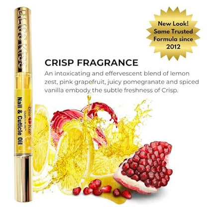 Bliss Kiss Crisp Fragrance Nail Oil Cuticle Pen - Vitamin E & Jojoba for Stronger Nails Avelisse