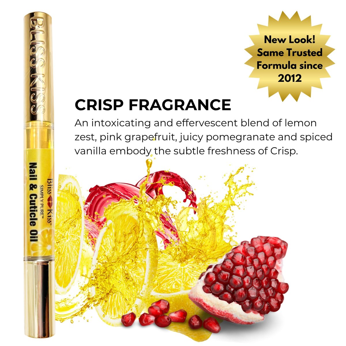 Bliss Kiss Crisp Fragrance Nail Oil Cuticle Pen - Vitamin E & Jojoba for Stronger Nails Avelisse
