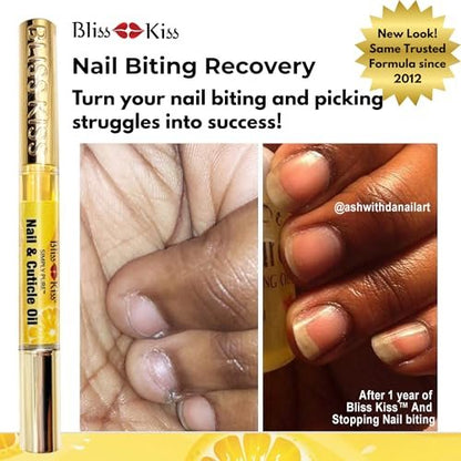 Bliss Kiss Crisp Fragrance Nail Oil Cuticle Pen - Vitamin E & Jojoba for Stronger Nails Avelisse