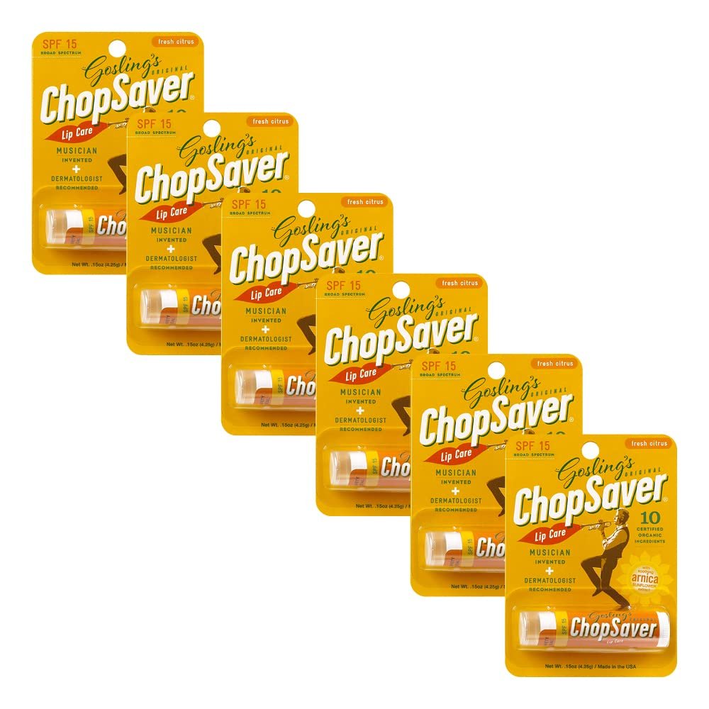 Goslings Original ChopSaver SPF 15 Lip Care - All Natural Lip Balm, 6-Pack, Effective Relief for Dry, Cracked Lips & Skin, Made in USA Avelisse
