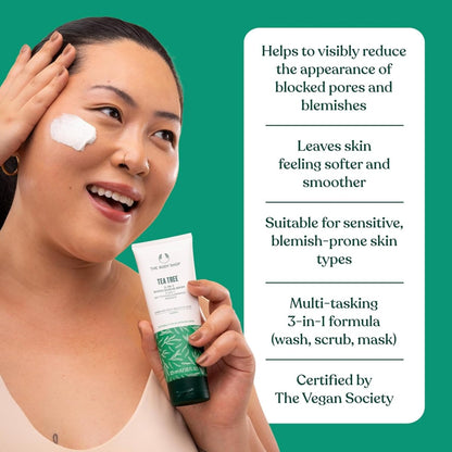 The Body Shop Tea Tree Skin Clearing Daily Face Scrub - Exfoliating and Purifying for Blemished Skin - 4.2 Fl Oz Avelisse