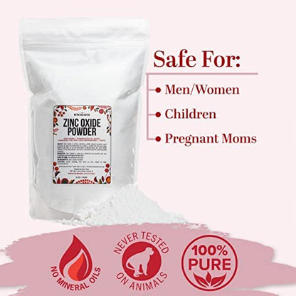 Zinc Oxide Powder - Uncoated, Non Nano, Pharmaceutical Grade - 1 LB - Better Shea Butter Avelisse