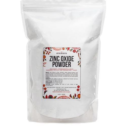 Zinc Oxide Powder - Uncoated, Non Nano, Pharmaceutical Grade - 1 LB - Better Shea Butter Avelisse