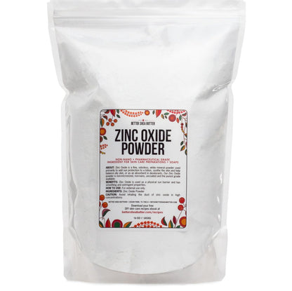 Zinc Oxide Powder - Uncoated, Non Nano, Pharmaceutical Grade - 1 LB - Better Shea Butter Avelisse