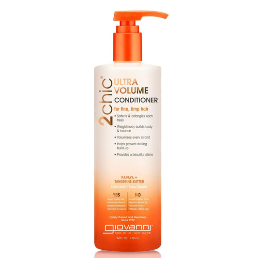 GIOVANNI 2chic Ultra-Volume Conditioner - Daily Volumizing Formula with Papaya & Tangerine Butter for Fine, Limp, Thin Hair - 24 oz