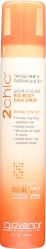 GIOVANNI 2chic Ultra-Volume Big-Body Hair Spray - Daily Volumizing Formula with Papaya & Tangerine Butter for Fine, Limp, Thin Hair - No Parabens, Color Safe - 5 fl oz - görsel 2