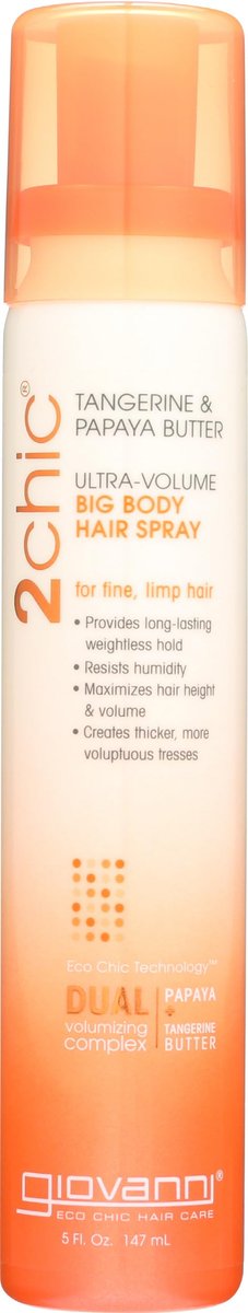 GIOVANNI 2chic Ultra-Volume Big-Body Hair Spray - Daily Volumizing Formula with Papaya & Tangerine Butter for Fine, Limp, Thin Hair - No Parabens, Color Safe - 5 fl oz