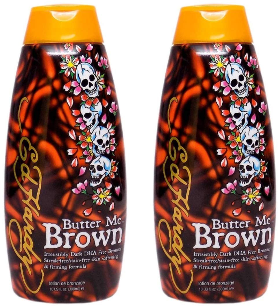 Ed Hardy Butter Me Brown Tanning Lotion 10 Oz (Pack of 2) - Streak-Free Bronzing Cream with DHA Avelisse