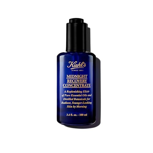 Kiehl's Midnight Recovery Concentrate Moisturizing Face Oil - Lightweight Facial Serum for Overnight Radiance, Reduces Fine Lines & Refines Texture, 99.4% Naturally Derived, 3.4 fl oz Avelisse