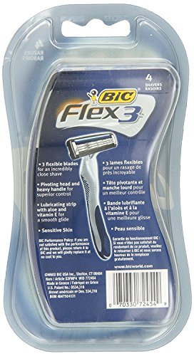 BIC Flex 3 Men's Disposable Razor, 4 Count (Pack of 2) - 8 Razors Total Avelisse