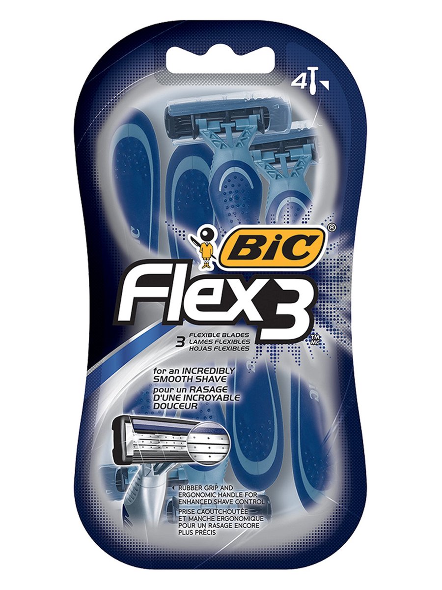 BIC Flex 3 Men's Disposable Razor, 4 Count (Pack of 2) - 8 Razors Total Avelisse