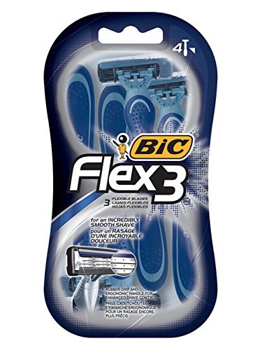 BIC Flex 3 Men's Disposable Razor, 4 Count (Pack of 2) - 8 Razors Total Avelisse