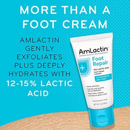 AmLactin Foot Cream Therapy - 3 Ounce (Pack of 2) - Intensive Moisturizer for Dry, Cracked Feet Avelisse