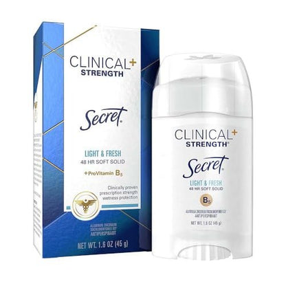 Secret Clinical Strength Antiperspirant & Deodorant Soft Solid, Light & Fresh Scent, 1.6 oz (Pack of 3) Avelisse