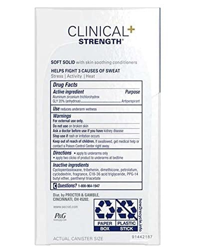 Secret Clinical Strength Antiperspirant & Deodorant Soft Solid, Light & Fresh Scent, 1.6 oz (Pack of 3) Avelisse