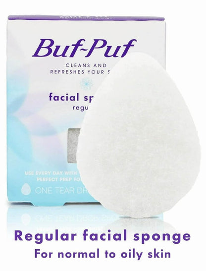 Buf-Puf Facial Sponge – Dermatologist Developed Exfoliating Sponge for Deep Cleansing, Removes Dirt & Makeup, Reusable, White, 3 Count Avelisse