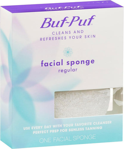 Buf-Puf Facial Sponge – Dermatologist Developed Exfoliating Sponge for Deep Cleansing, Removes Dirt & Makeup, Reusable, White, 3 Count Avelisse
