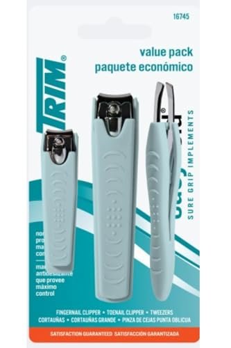 Trim Toenail Clipper + Fingernail Clipper + Slant Tip - 3-Pack, Blue, Metal Nail Clippers for Thick Nails, Seniors, and Pets - görsel 2