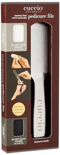 Cuccio Naturale Reusable Stainless Steel Pedicure File Kit with 30 Extra Refills – Professional Foot Care for Smooth, Callus-Free Feet Avelisse