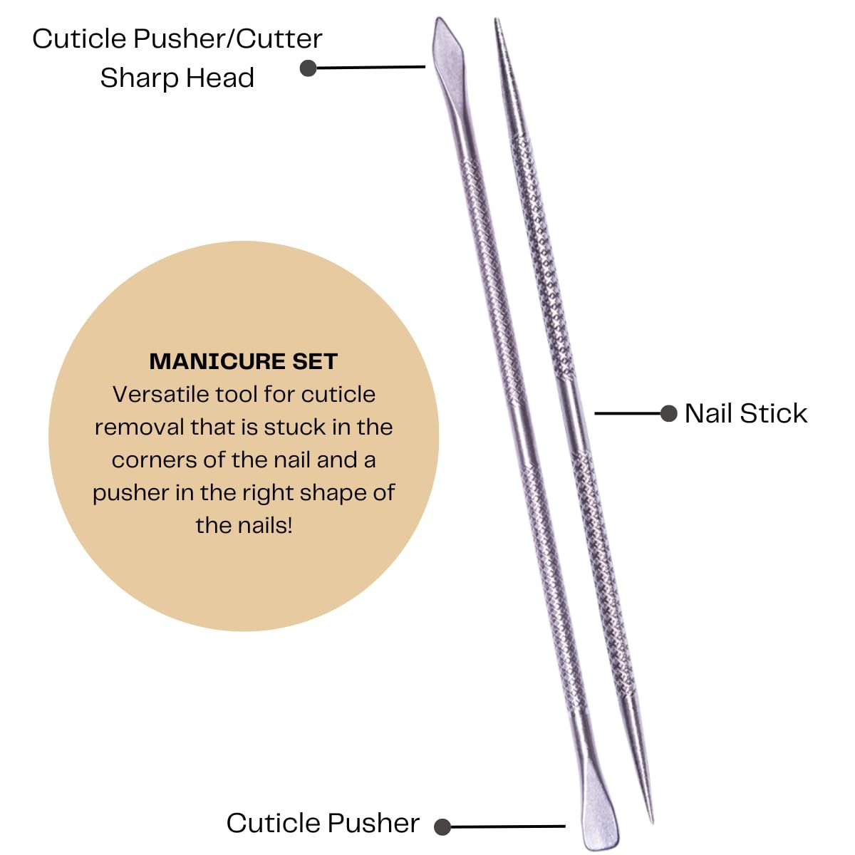 Mundial Professional Stainless Steel Cuticle Nippers & Pusher Set - 3 Piece Manicure & Pedicure Trimmer Kit Avelisse