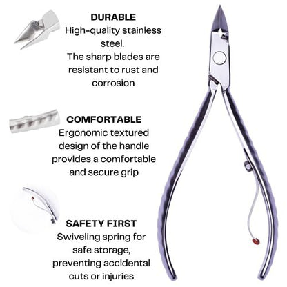 Mundial Professional Stainless Steel Cuticle Nippers & Pusher Set - 3 Piece Manicure & Pedicure Trimmer Kit Avelisse