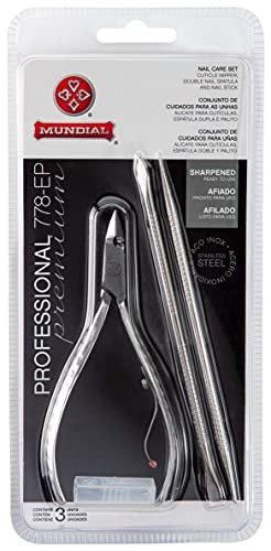 Mundial Professional Stainless Steel Cuticle Nippers & Pusher Set - 3 Piece Manicure & Pedicure Trimmer Kit Avelisse