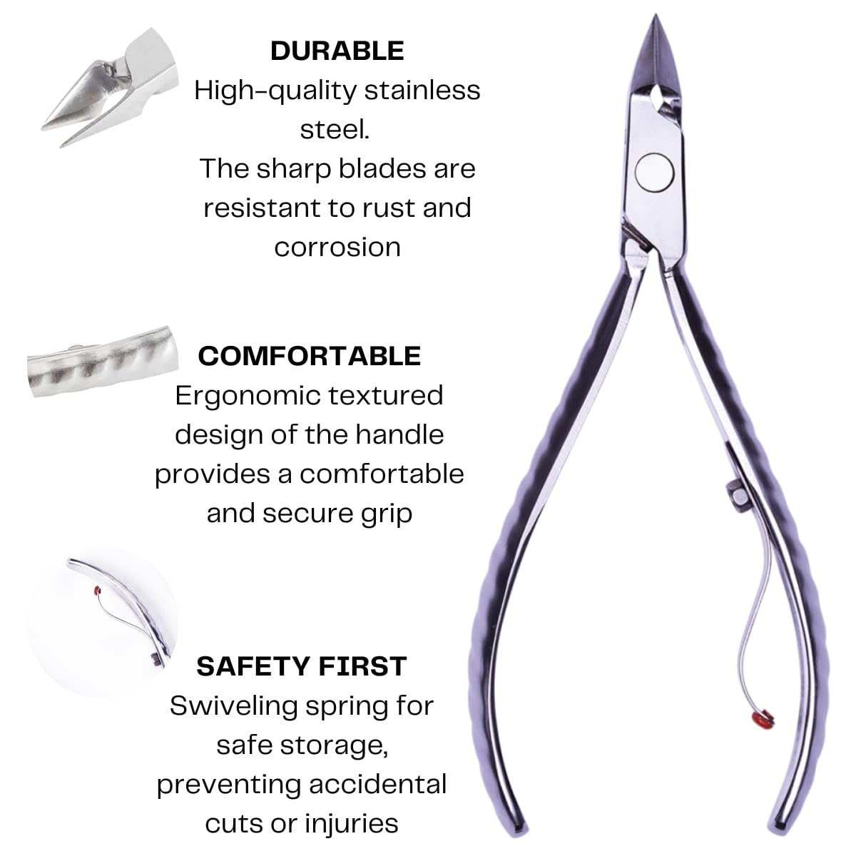 Mundial Professional Stainless Steel Cuticle Nippers & Pusher Set - 3 Piece Manicure & Pedicure Trimmer Kit Avelisse