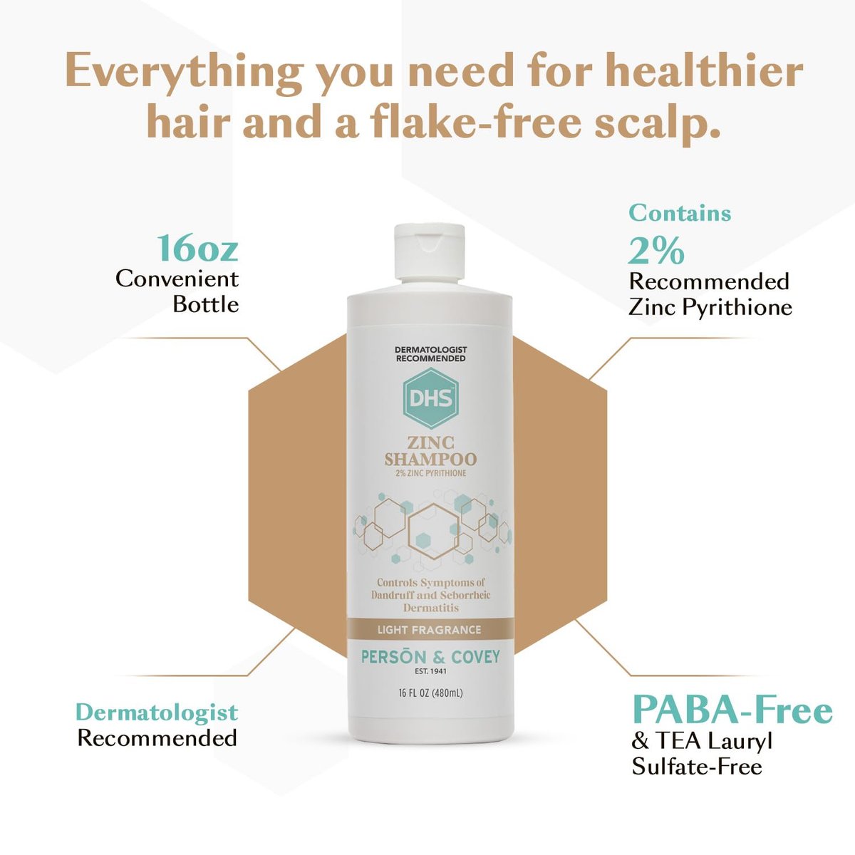 DHS Zinc Shampoo - 16 oz (Pack of 2) - Dandruff Control & Scalp Care Avelisse