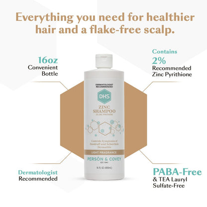 DHS Zinc Shampoo - 16 oz (Pack of 2) - Dandruff Control & Scalp Care Avelisse