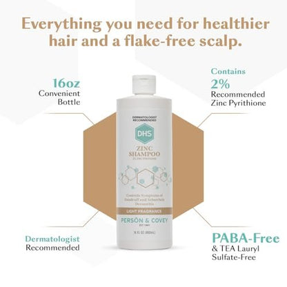 DHS Zinc Shampoo - 16 oz (Pack of 2) - Dandruff Control & Scalp Care Avelisse