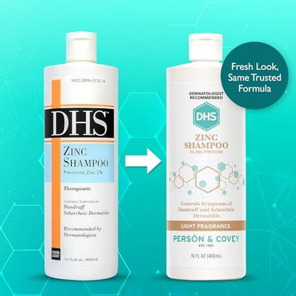 DHS Zinc Shampoo - 16 oz (Pack of 2) - Dandruff Control & Scalp Care Avelisse