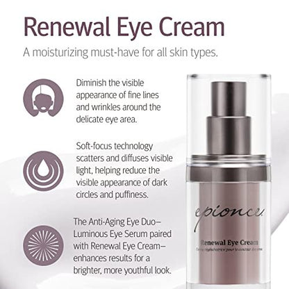 Epionce Renewal Eye Cream – Anti-Aging Under Eye Cream for Dark Circles, Fine Lines, Wrinkles & Puffiness with Hyaluronic Acid, All Skin Types, Dermatologist Skincare Avelisse
