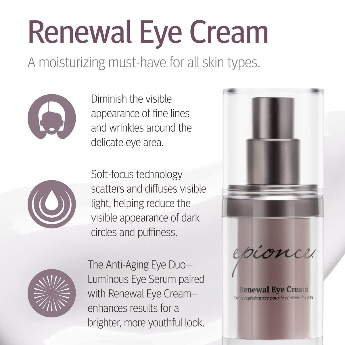 Epionce Renewal Eye Cream – Anti-Aging Under Eye Cream for Dark Circles, Fine Lines, Wrinkles & Puffiness with Hyaluronic Acid, All Skin Types, Dermatologist Skincare Avelisse