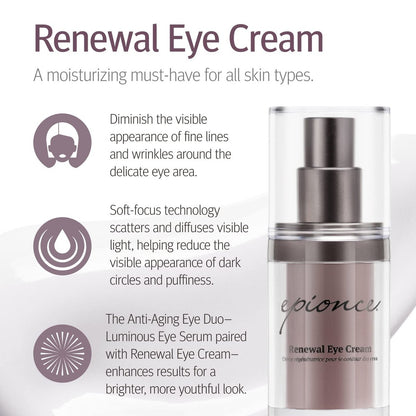 Epionce Renewal Eye Cream – Anti-Aging Under Eye Cream for Dark Circles, Fine Lines, Wrinkles & Puffiness with Hyaluronic Acid, All Skin Types, Dermatologist Skincare Avelisse