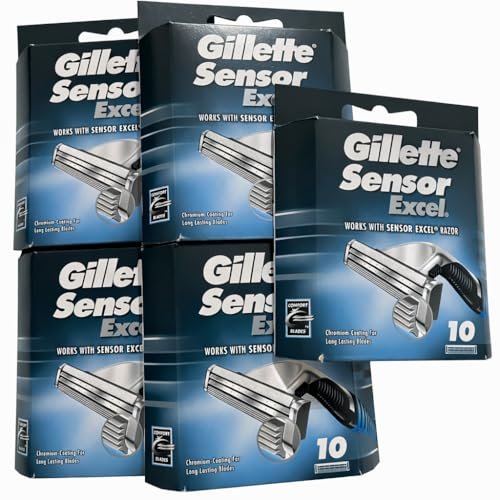 Gillette Sensor Excel Razor Cartridges - 50 Count (5 x 10 Packs) Avelisse