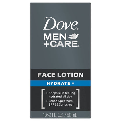 Dove Men+Care Face Lotion Hydrate with Broad Spectrum SPF 15, 1.69 Fl Oz