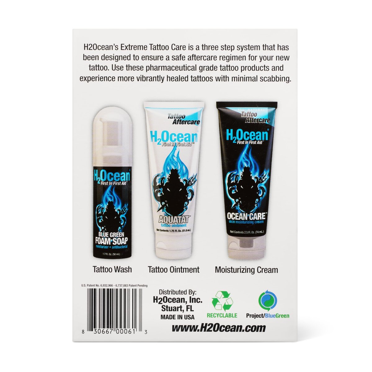 H2Ocean Extreme Tattoo Aftercare Kit – Complete 3-Step Tattoo Care & Healing Set with Antibacterial Foam Soap, Moisturizing Cream & Ointment – Sea Mineral Enriched Formula for Healthy, Vibrant Tattoos Avelisse