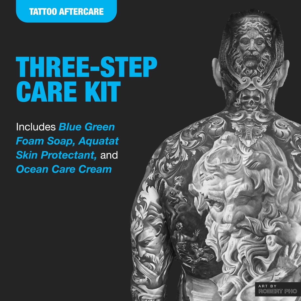 H2Ocean Extreme Tattoo Aftercare Kit – Complete 3-Step Tattoo Care & Healing Set with Antibacterial Foam Soap, Moisturizing Cream & Ointment – Sea Mineral Enriched Formula for Healthy, Vibrant Tattoos Avelisse