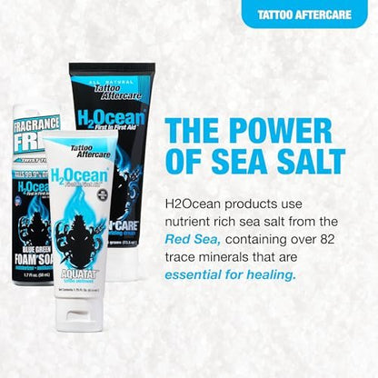H2Ocean Extreme Tattoo Aftercare Kit – Complete 3-Step Tattoo Care & Healing Set with Antibacterial Foam Soap, Moisturizing Cream & Ointment – Sea Mineral Enriched Formula for Healthy, Vibrant Tattoos Avelisse